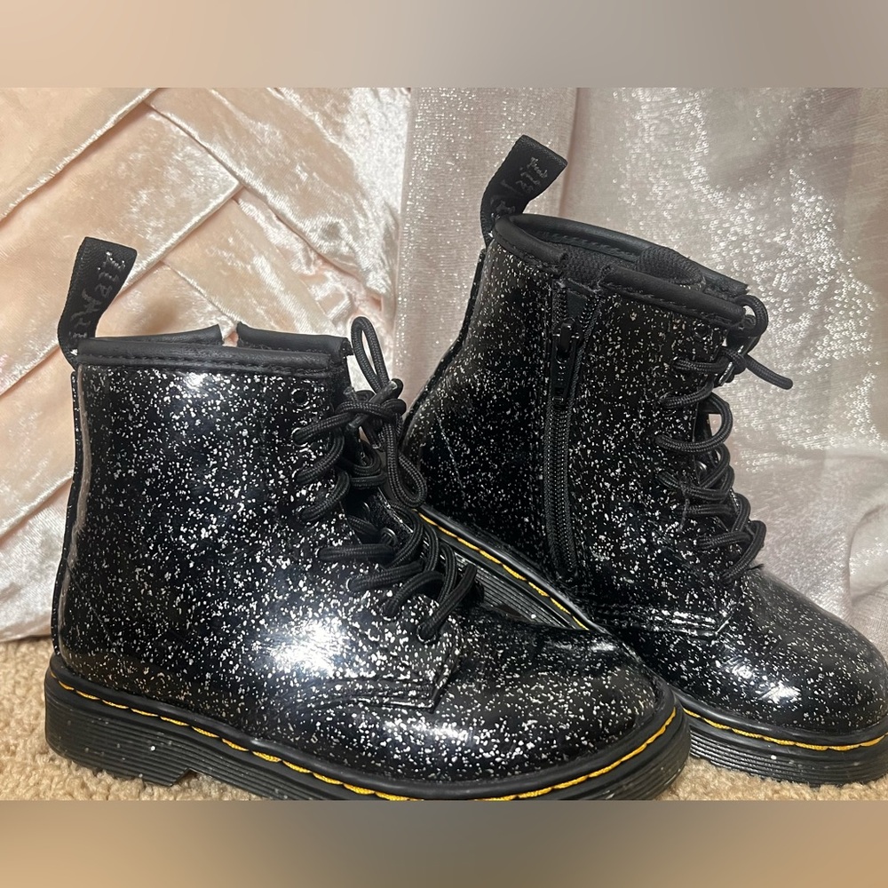 Dr. Marten’s Toddler Girl Black with Glitter Combat Boots